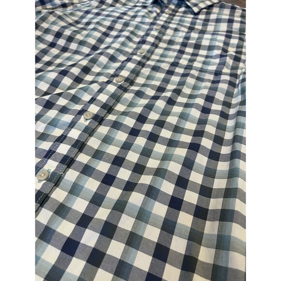 The North Face Shirt Mens Medium Blue Check Button Up Short Sleeve Camp Hiking - Picture 2 of 11